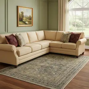 Photo of Brown And Tan Medallion Washable Area Rug