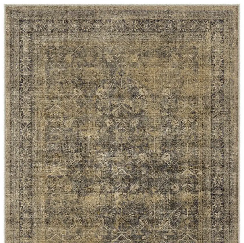 Brown And Tan Medallion Washable Area Rug Photo 5