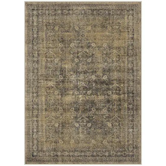 Brown And Tan Medallion Washable Area Rug Photo 2
