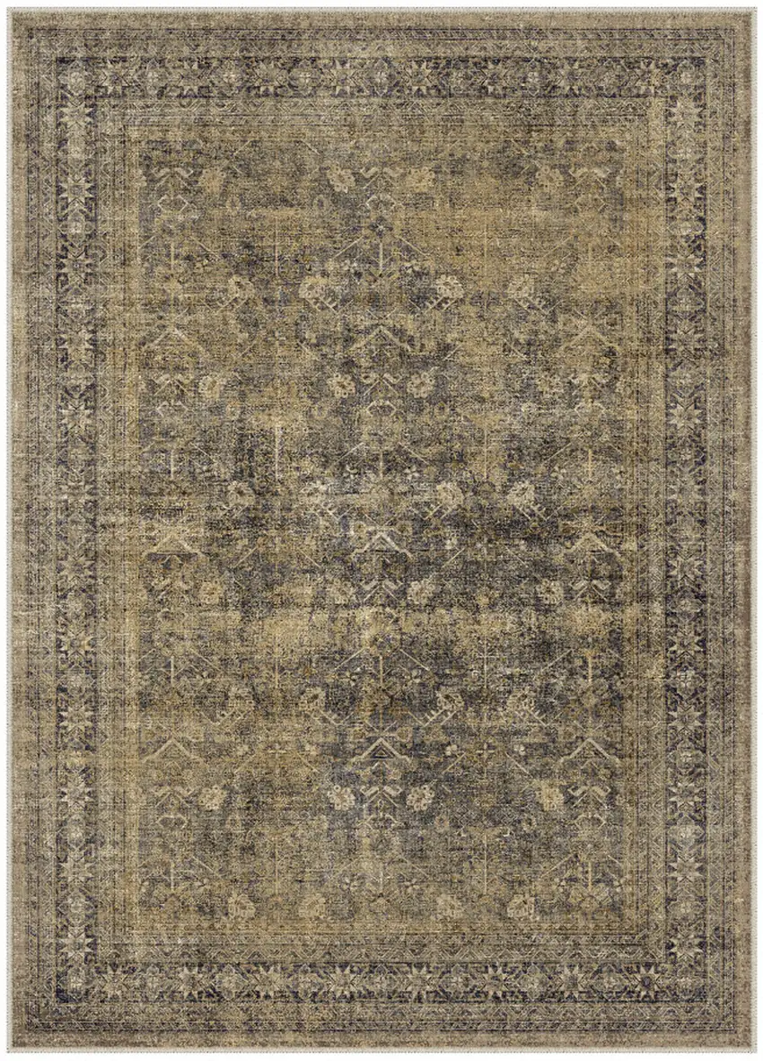Brown And Tan Medallion Washable Area Rug Photo 2