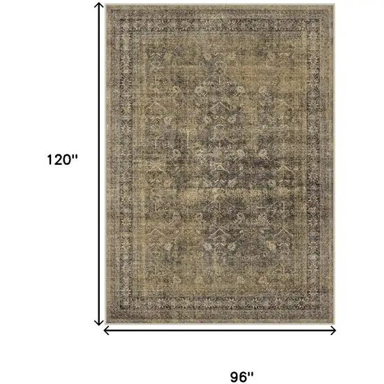 Brown And Tan Medallion Washable Area Rug Photo 3