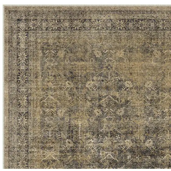 Brown And Tan Medallion Washable Area Rug Photo 4