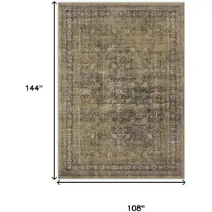Photo of Brown And Tan Medallion Washable Area Rug