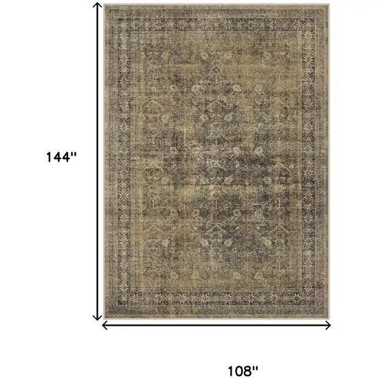 Brown And Tan Medallion Washable Area Rug Photo 3