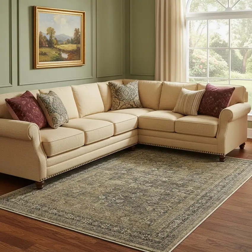 Brown And Tan Medallion Washable Area Rug Photo 1