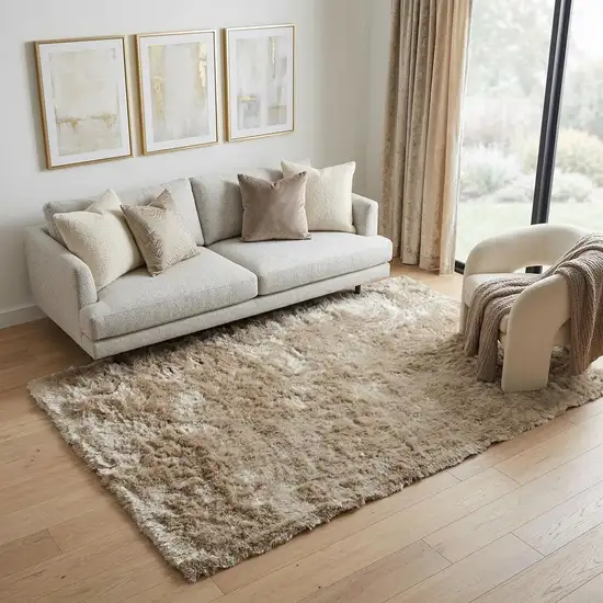Brown And Tan Shag Hand Tufted Area Rug Photo 1