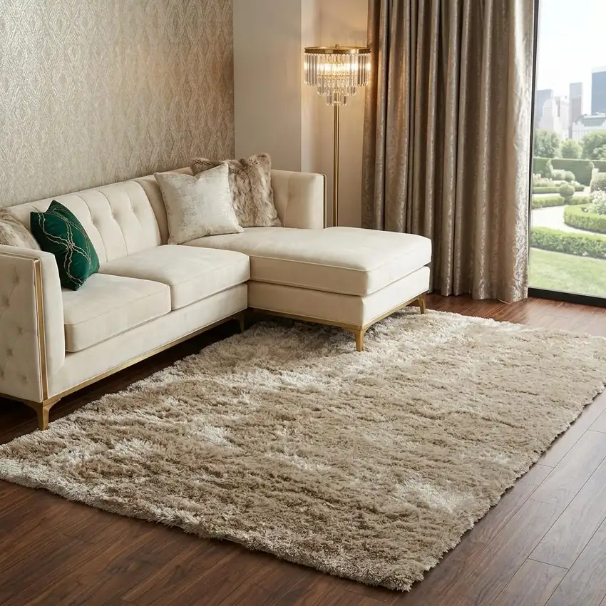 Brown And Tan Shag Hand Tufted Area Rug Photo 1