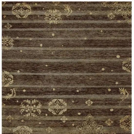 Brown And Tan Striped Hand Knotted Area Rug Photo 4
