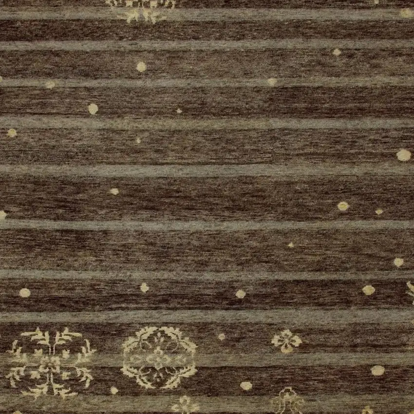 Brown And Tan Striped Hand Knotted Area Rug Photo 3