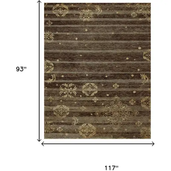 Brown And Tan Striped Hand Knotted Area Rug Photo 5