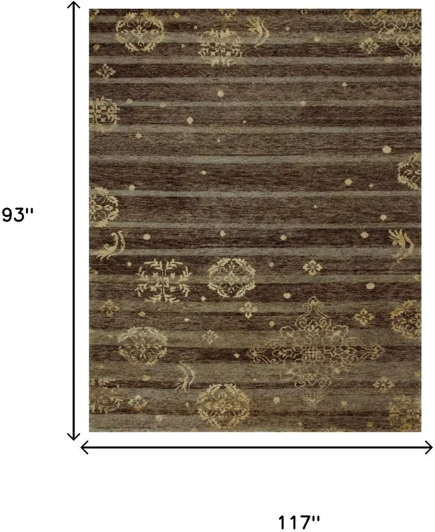 Brown And Tan Striped Hand Knotted Area Rug Photo 5