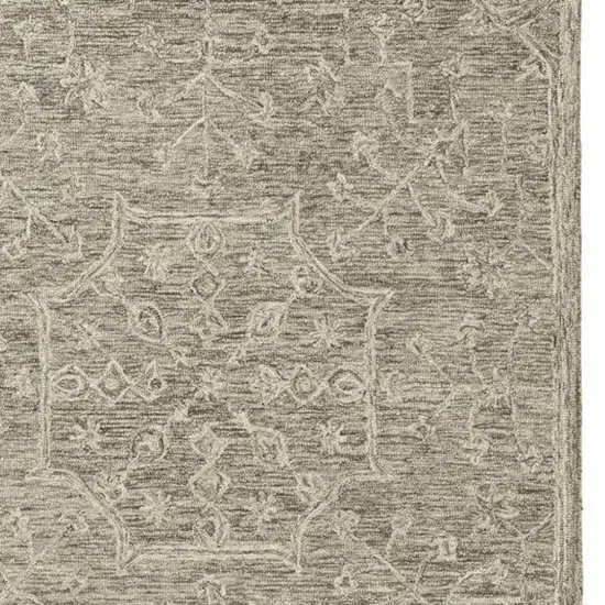 Brown And Tan Wool Floral Hand Tufted Area Rug Photo 4