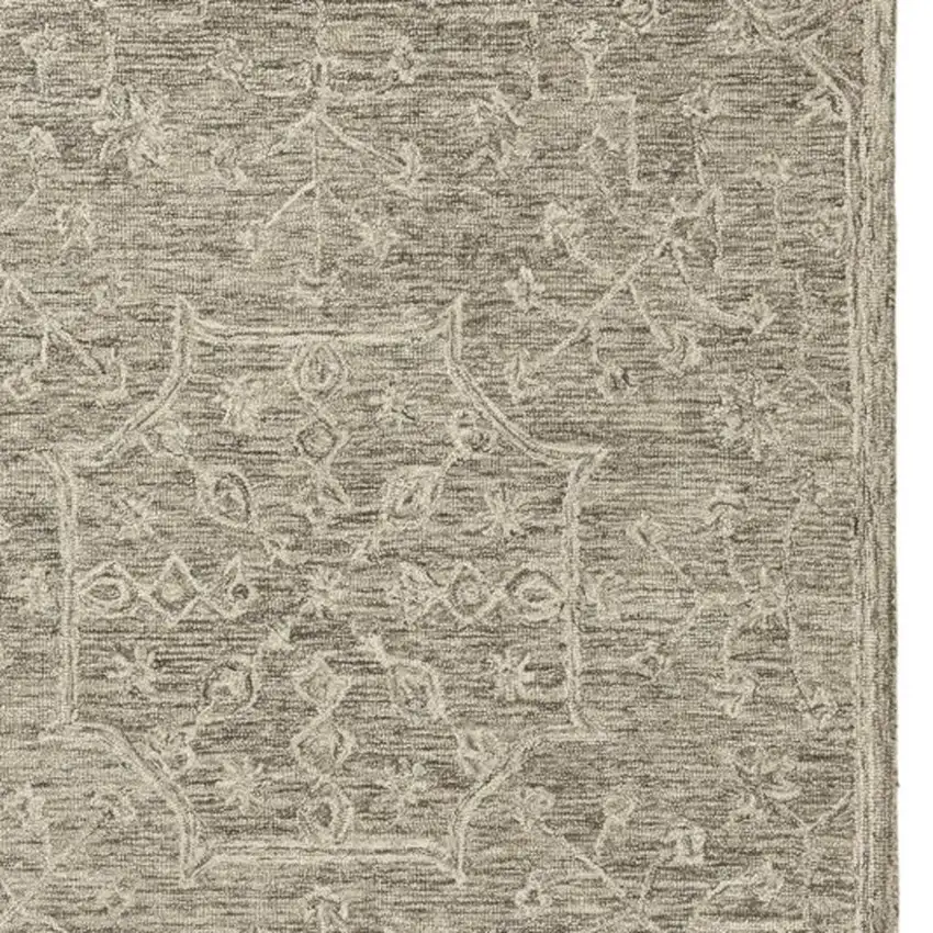 Brown And Tan Wool Floral Hand Tufted Area Rug Photo 4