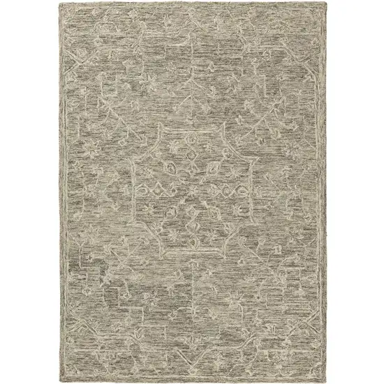Brown And Tan Wool Floral Hand Tufted Area Rug Photo 2