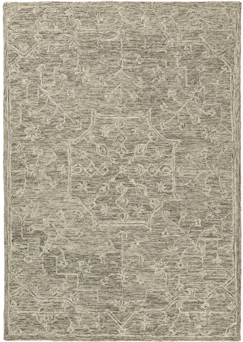 Brown And Tan Wool Floral Hand Tufted Area Rug Photo 2