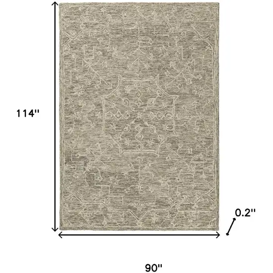 Brown And Tan Wool Floral Hand Tufted Area Rug Photo 3