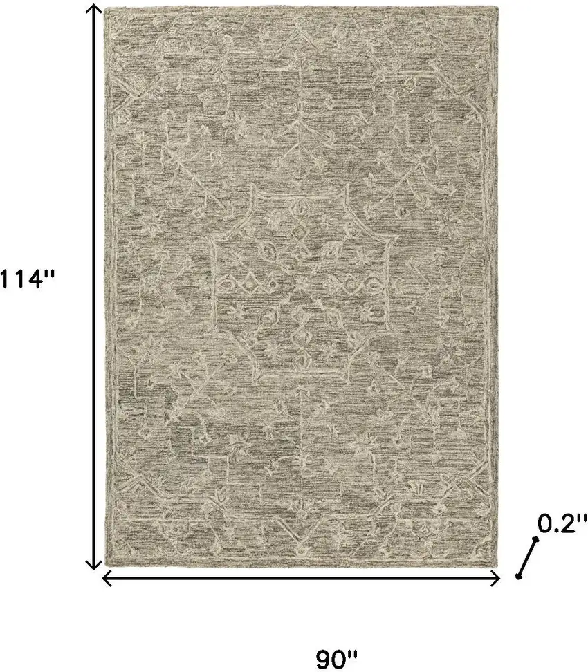 Brown And Tan Wool Floral Hand Tufted Area Rug Photo 3