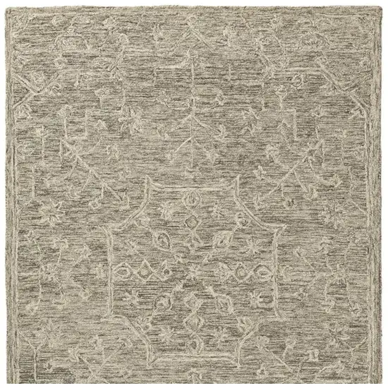 Brown And Tan Wool Floral Hand Tufted Area Rug Photo 5