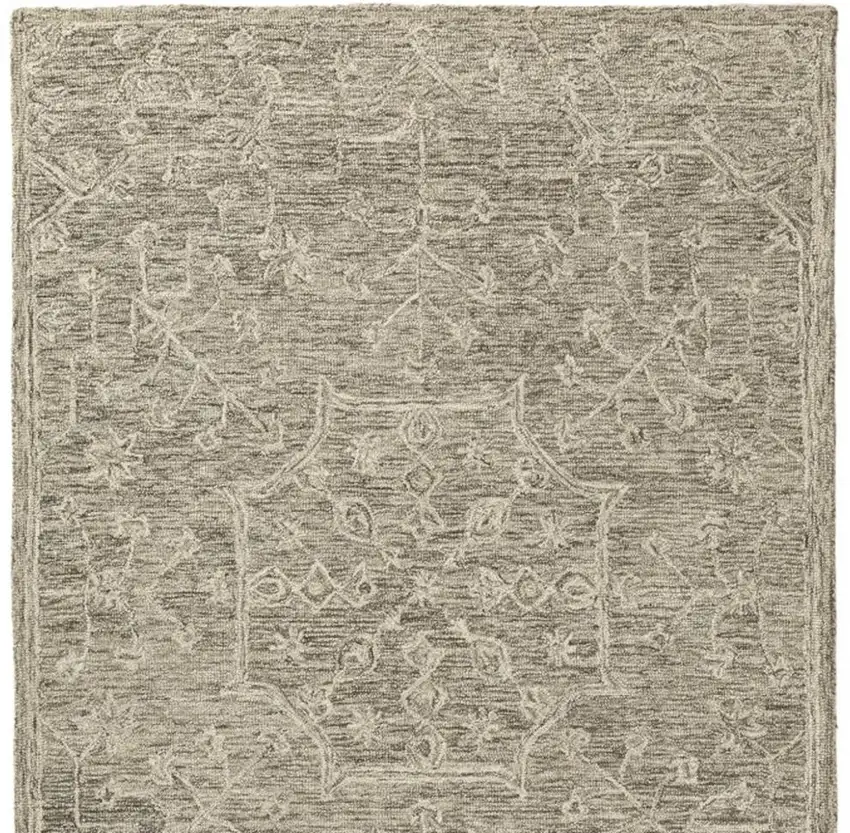 Brown And Tan Wool Floral Hand Tufted Area Rug Photo 5