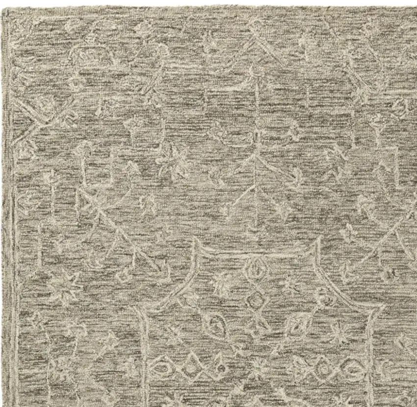 Brown And Tan Wool Floral Hand Tufted Area Rug Photo 4