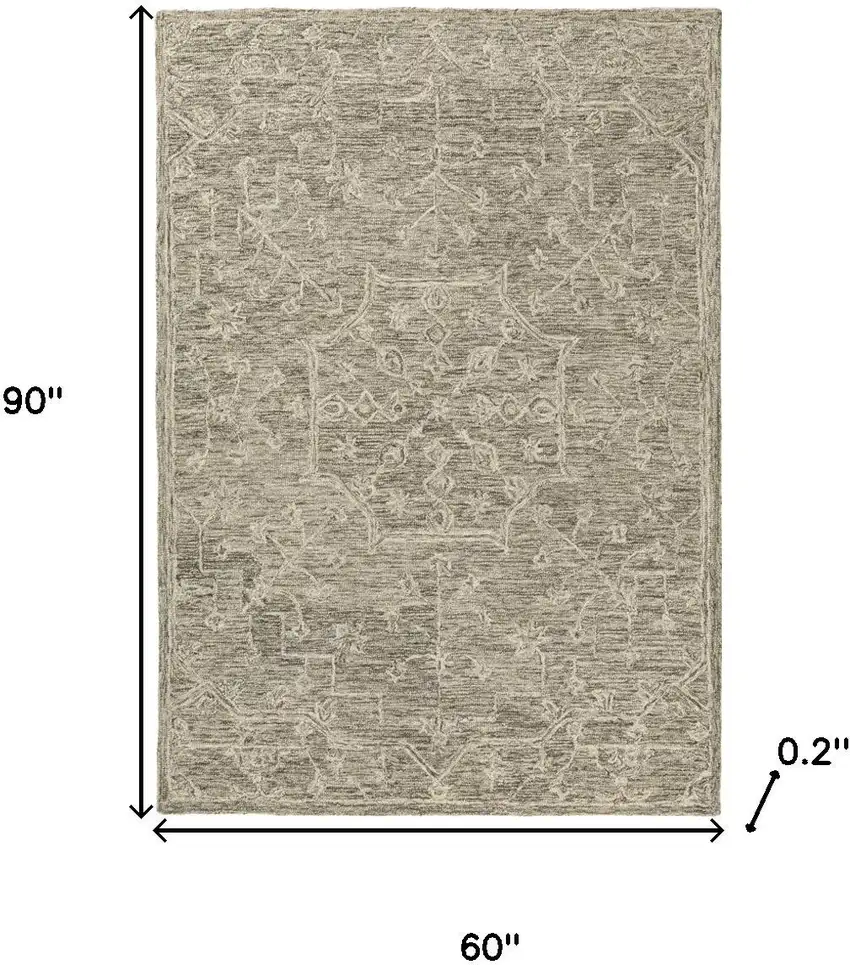 Brown And Tan Wool Floral Hand Tufted Area Rug Photo 3