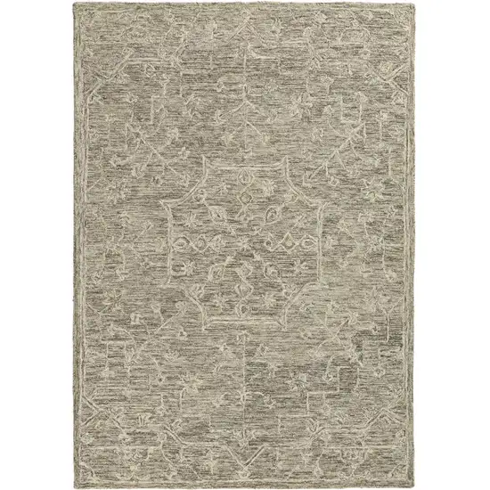 Brown And Tan Wool Floral Hand Tufted Area Rug Photo 5