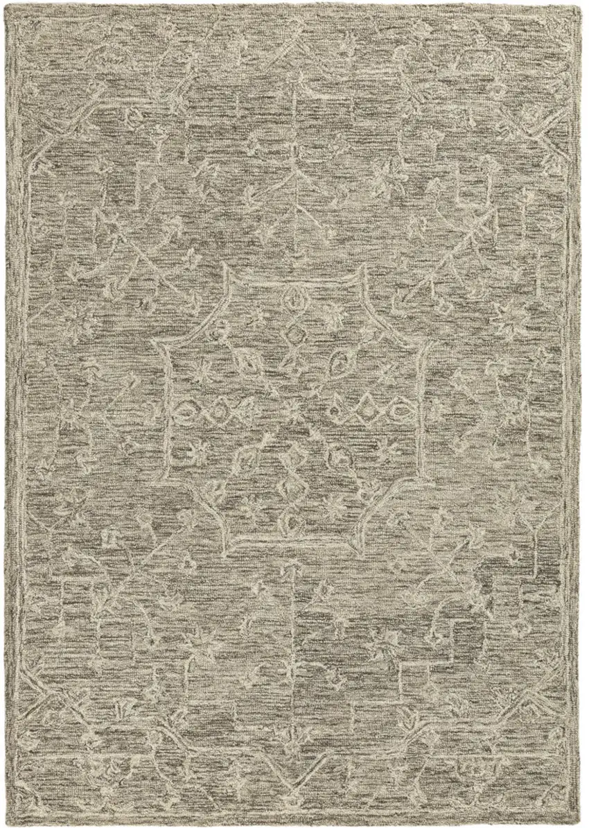 Brown And Tan Wool Floral Hand Tufted Area Rug Photo 5
