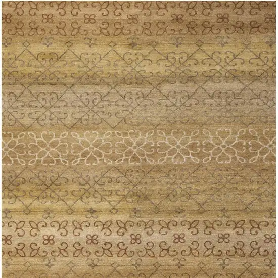 Brown And Tan Wool Geometric Hand Knotted Area Rug Photo 4