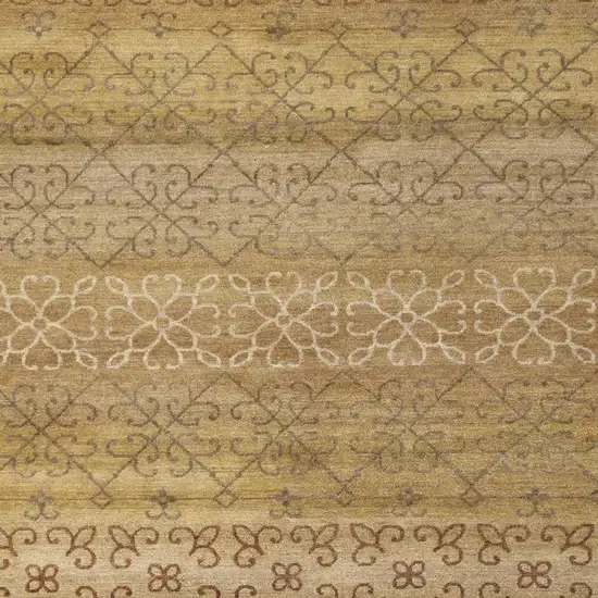 Brown And Tan Wool Geometric Hand Knotted Area Rug Photo 3