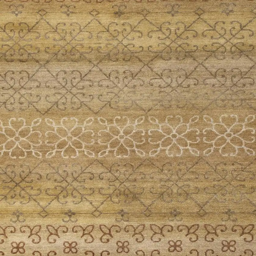 Brown And Tan Wool Geometric Hand Knotted Area Rug Photo 3