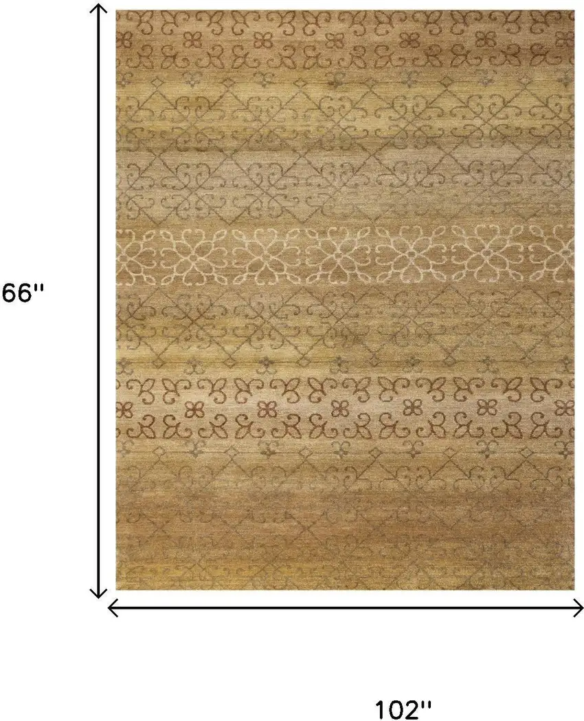 Brown And Tan Wool Geometric Hand Knotted Area Rug Photo 5