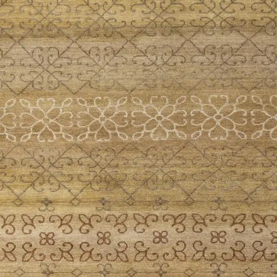 Brown And Tan Wool Geometric Hand Knotted Area Rug Photo 3