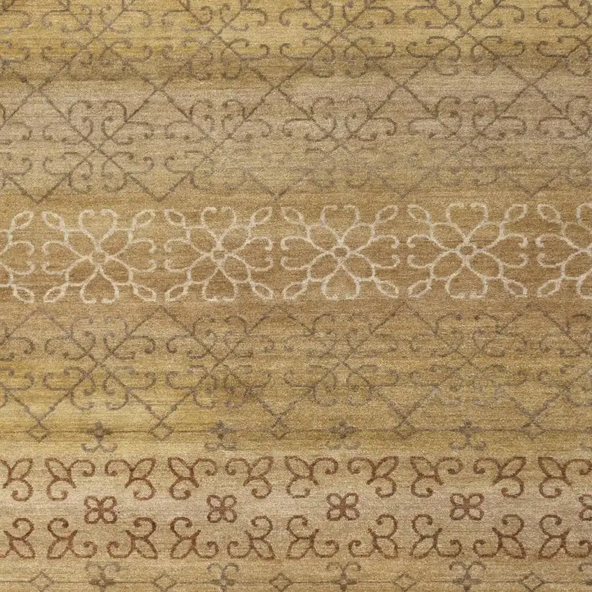 Brown And Tan Wool Geometric Hand Knotted Area Rug Photo 3