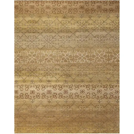 Brown And Tan Wool Geometric Hand Knotted Area Rug Photo 2
