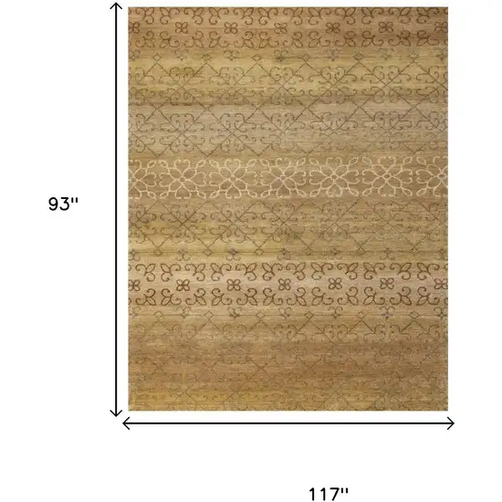 Brown And Tan Wool Geometric Hand Knotted Area Rug Photo 5