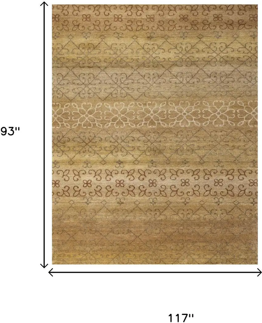 Brown And Tan Wool Geometric Hand Knotted Area Rug Photo 5