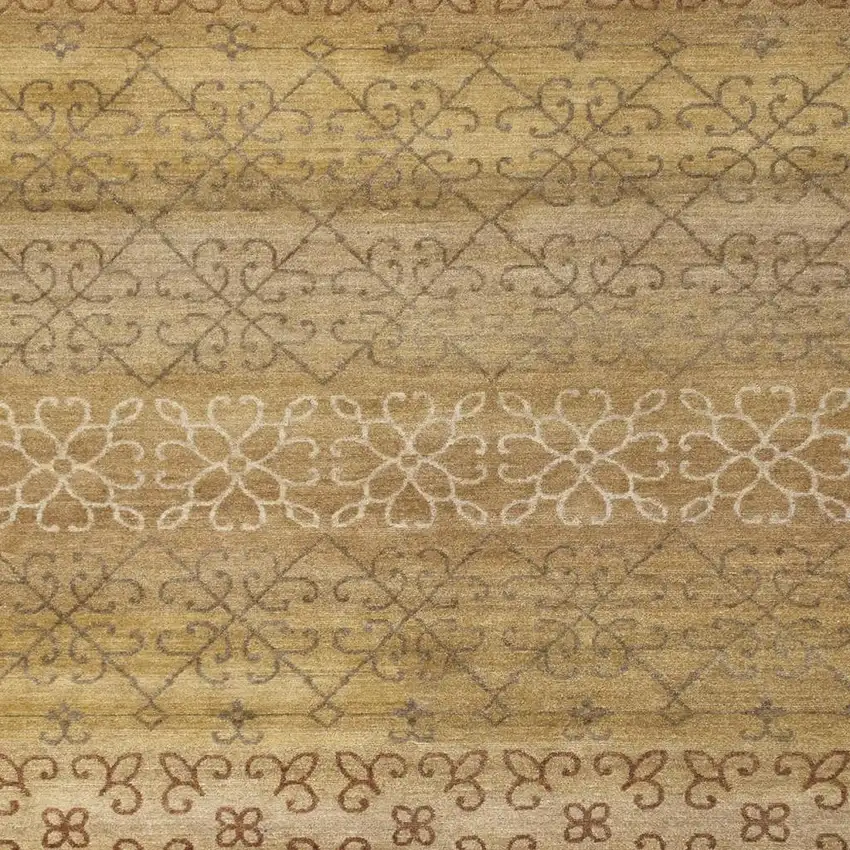 Brown And Tan Wool Geometric Hand Knotted Area Rug Photo 3