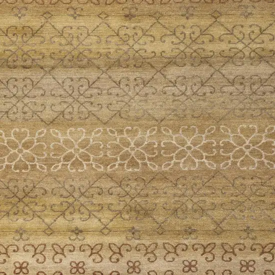 Brown And Tan Wool Geometric Hand Knotted Area Rug Photo 3