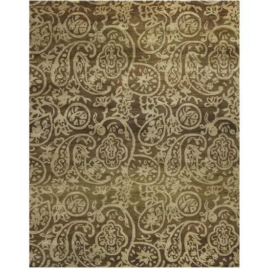 Brown And Tan Wool Paisley Hand Knotted Area Rug Photo 2