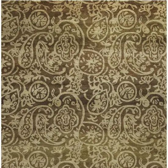 Brown And Tan Wool Paisley Hand Knotted Area Rug Photo 4