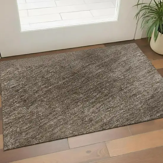 Brown And Taupe Abstract Washable Area Rug With UV Protection Photo 2