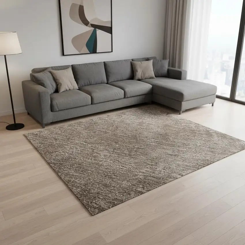 Brown And Taupe Abstract Washable Area Rug With UV Protection Photo 2