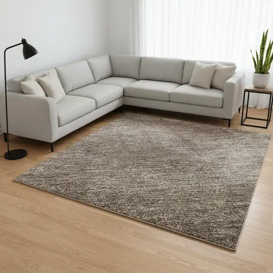 Brown And Taupe Abstract Washable Area Rug With UV Protection Photo 2