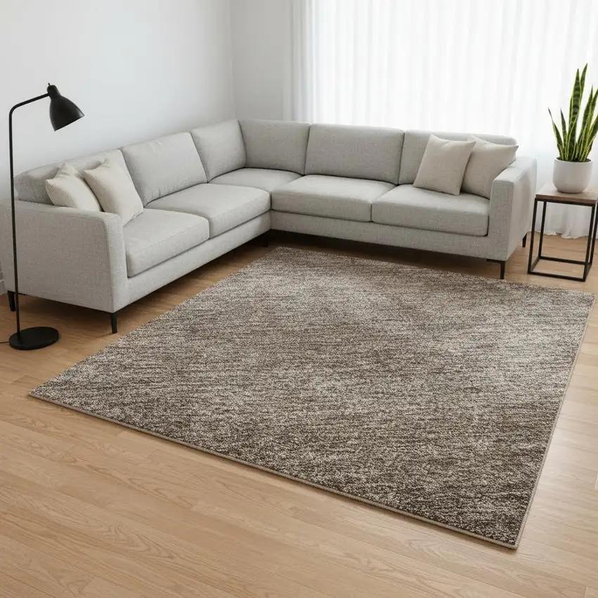 Brown And Taupe Abstract Washable Area Rug With UV Protection Photo 2