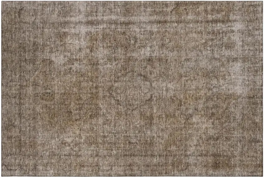 Brown And Taupe Abstract Washable Area Rug With UV Protection Photo 3