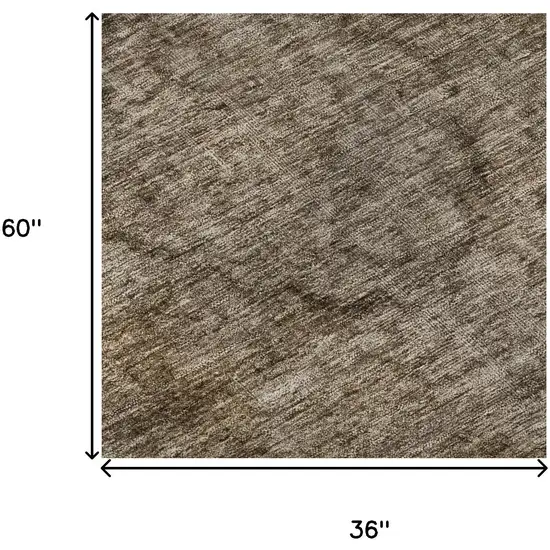 Brown And Taupe Abstract Washable Area Rug With UV Protection Photo 9