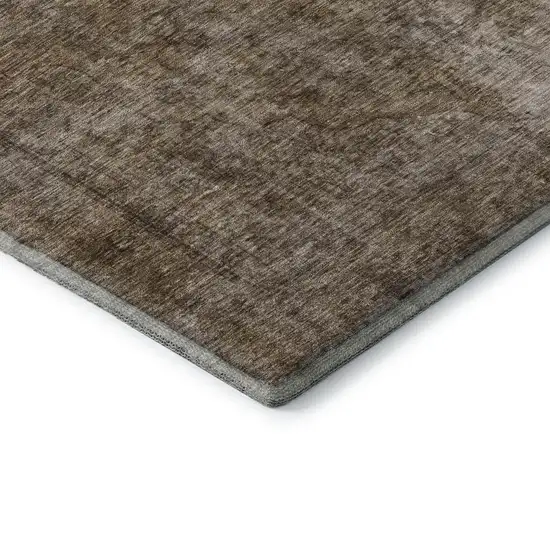Brown And Taupe Abstract Washable Area Rug With UV Protection Photo 7