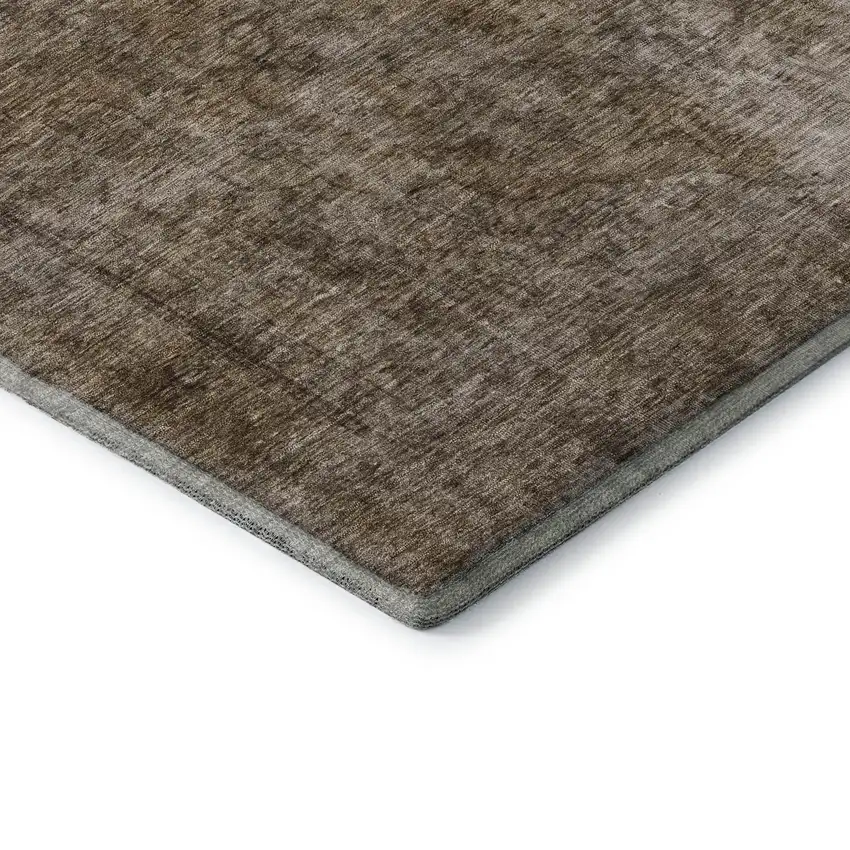 Brown And Taupe Abstract Washable Area Rug With UV Protection Photo 6