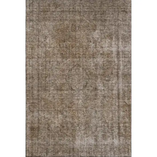 Brown And Taupe Abstract Washable Area Rug With UV Protection Photo 5
