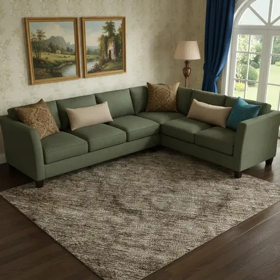 Brown And Taupe Abstract Washable Area Rug With UV Protection Photo 2